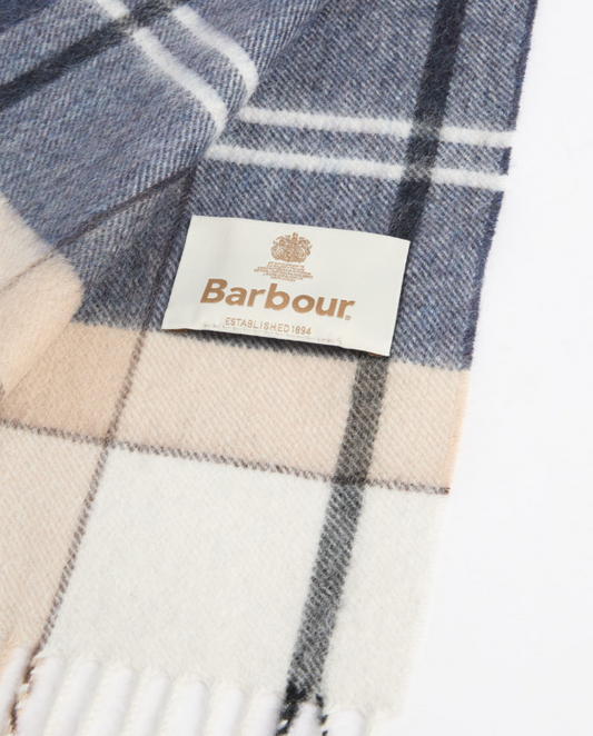 Barbour Tartan Cashmere Scarf Light Birchwood Dress Tartan