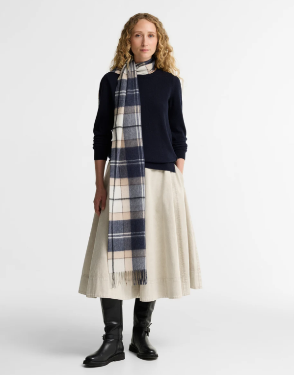 Barbour Tartan Cashmere Scarf Light Birchwood Dress Tartan