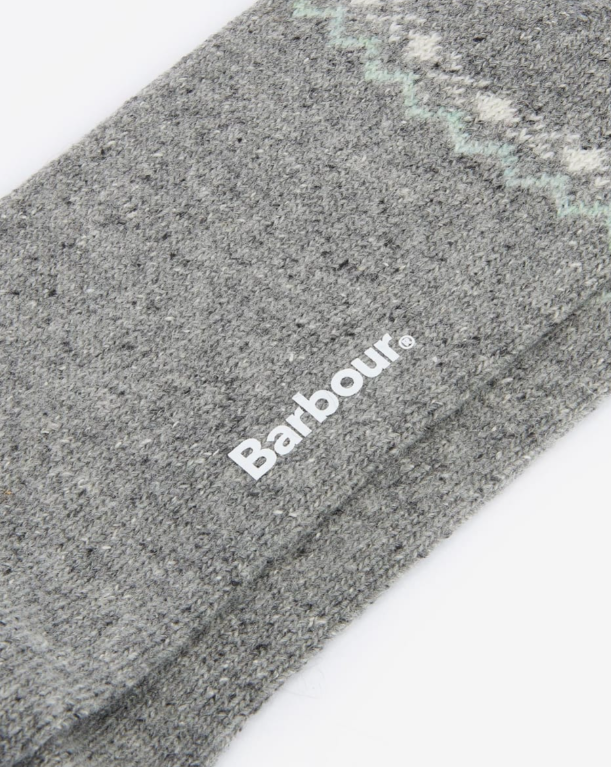 Barbour Anaise Fair Isle Socks Mid Grey / Loden