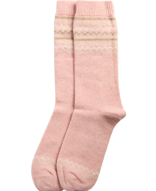 Barbour Anaise Fair Isle Socks Pink