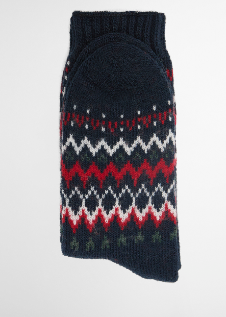 Barbour Kingsford Fair Isle Socks Navy
