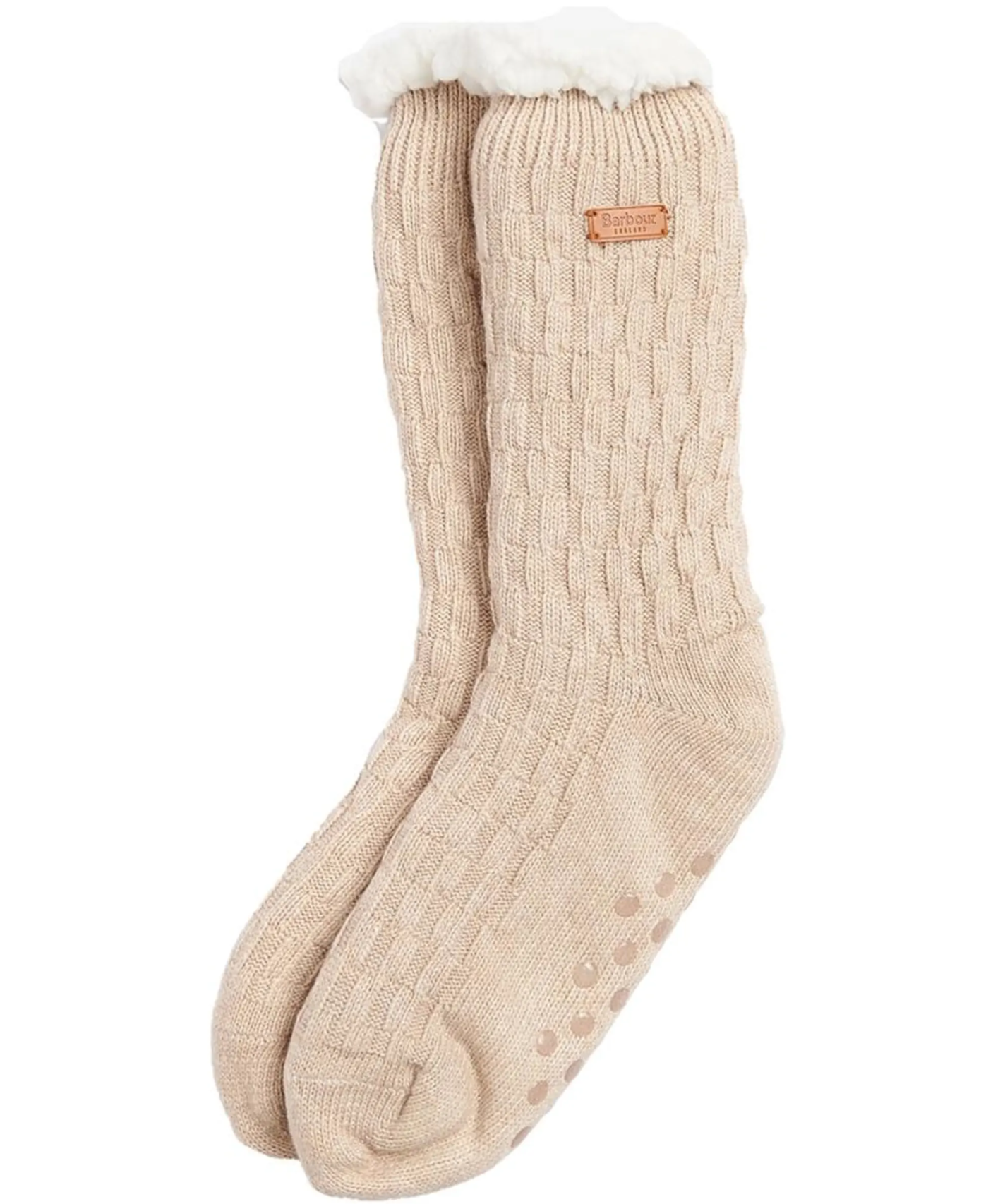 Barbour Cable Knit Lounge Socks Oatmeal