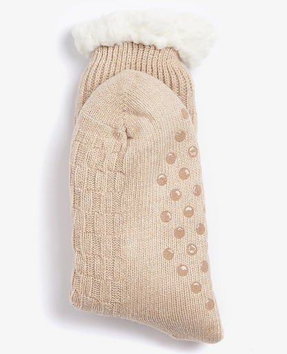 Barbour Cable Knit Lounge Socks Oatmeal