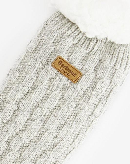 Barbour Cable Knit Lounge Socks Light Grey