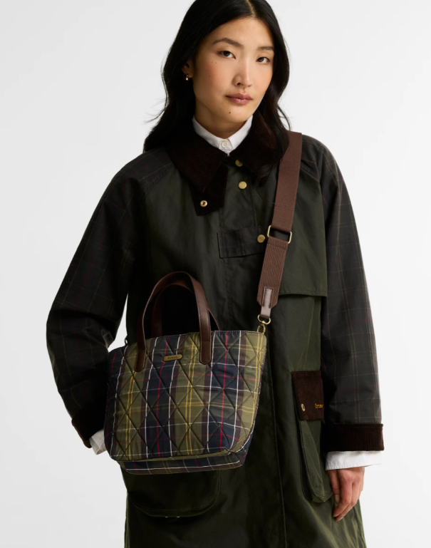 Barbour Mini Quilted Tote Bag Classic Tartan