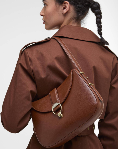 Barbour Alder Leather Shoulder Bag Brown