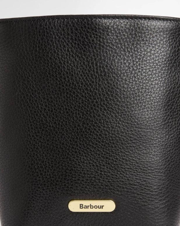 Barbour Cedar Mini Leather Bucket Bag Black