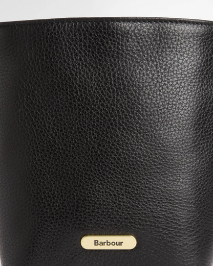 Barbour Cedar Mini Leather Bucket Bag Black