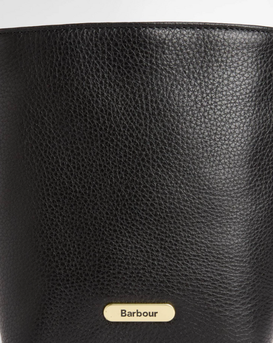Barbour Cedar Mini Leather Bucket Bag Black