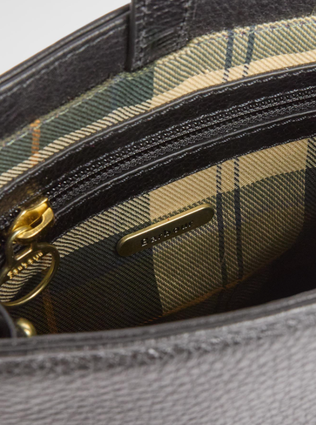 Barbour Cedar Mini Leather Bucket Bag Black