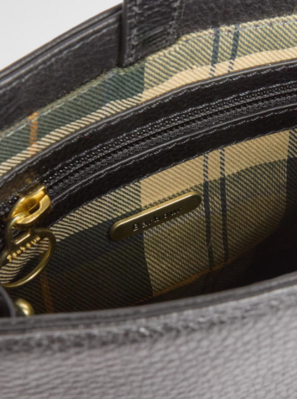 Barbour Cedar Mini Leather Bucket Bag Black