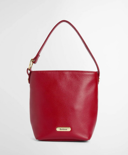 Barbour Cedar Mini Leather Bucket Bag Red