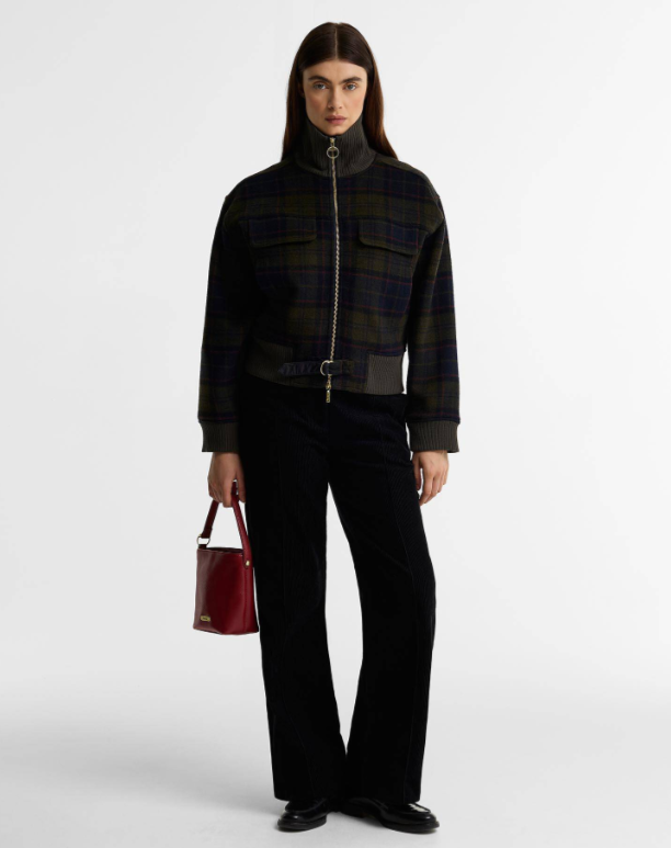 Barbour Cedar Mini Leather Bucket Bag Red