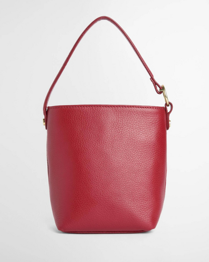 Barbour Cedar Mini Leather Bucket Bag Red