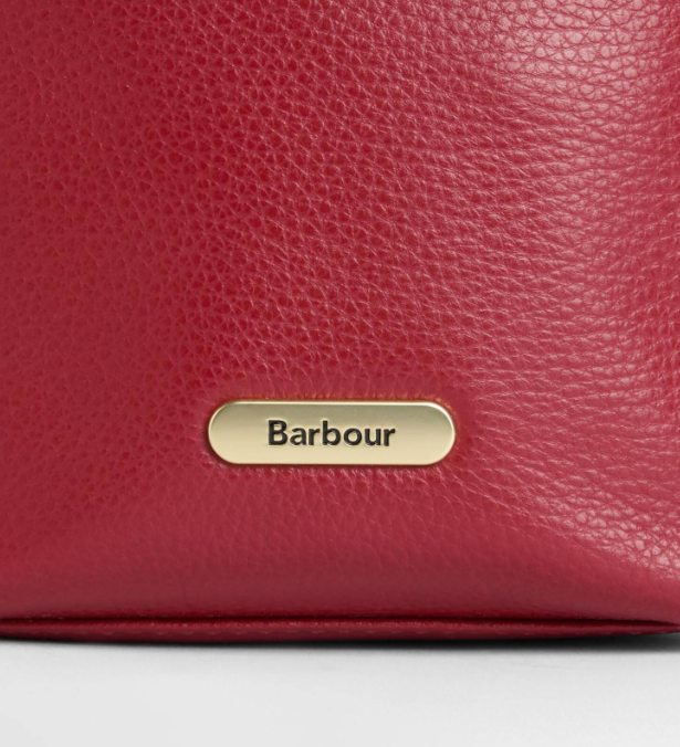 Barbour Cedar Mini Leather Bucket Bag Red