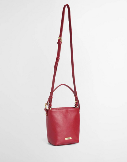 Barbour Cedar Mini Leather Bucket Bag Red