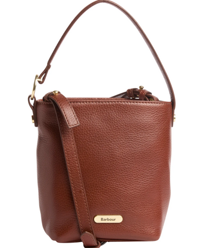 Barbour Cedar Mini Leather Bucket Bag Brown