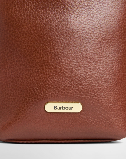 Barbour Cedar Mini Leather Bucket Bag Brown