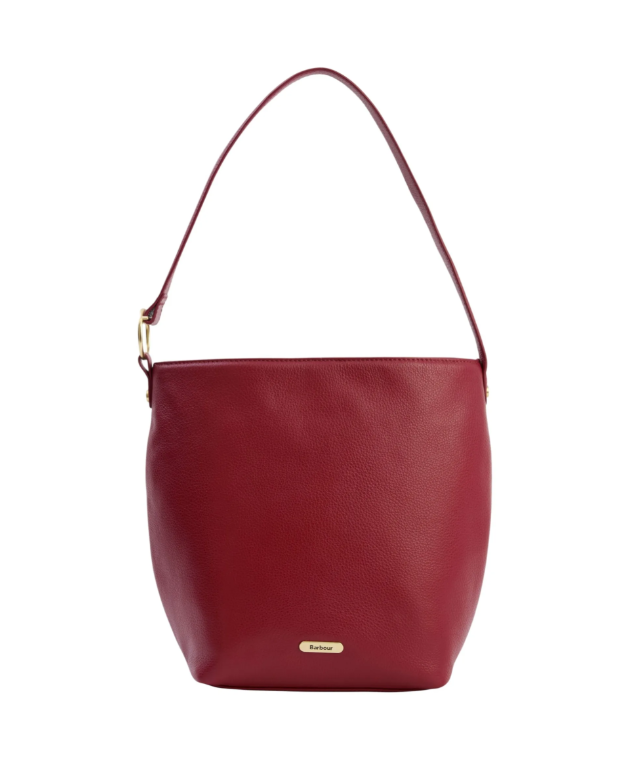 Barbour Cedar Large Leather Bucket Bag Red