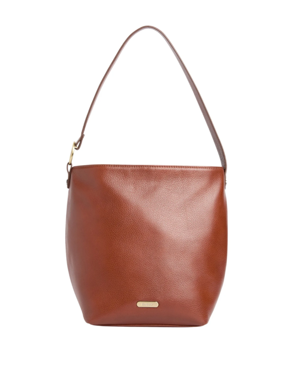 Barbour Cedar Large Leather Bucket Bag Brown
