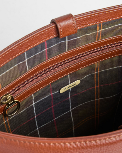 Barbour Cedar Large Leather Bucket Bag Brown