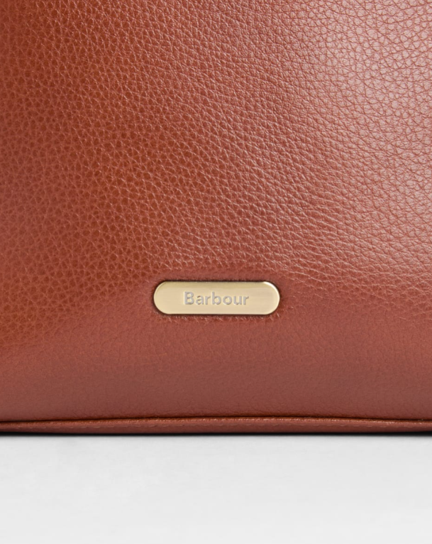 Barbour Cedar Large Leather Bucket Bag Brown