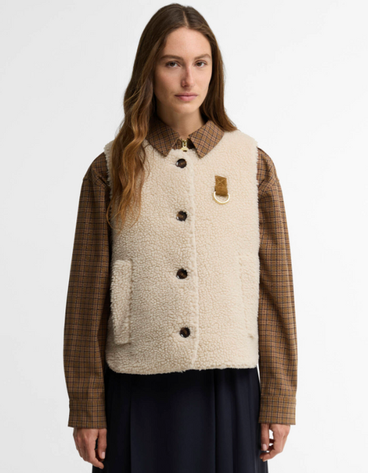 Barbour Bowes Fleece Gilet Ecru