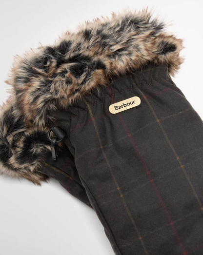 Barbour Tartan Waxed Mitts Dark Classic Tartan