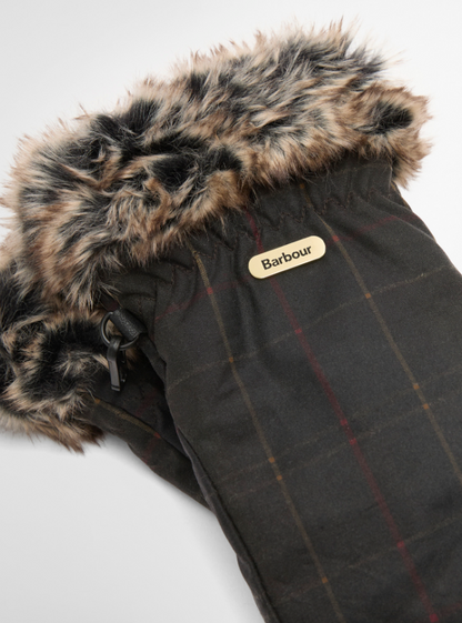 Barbour Tartan Waxed Mitts Dark Classic Tartan