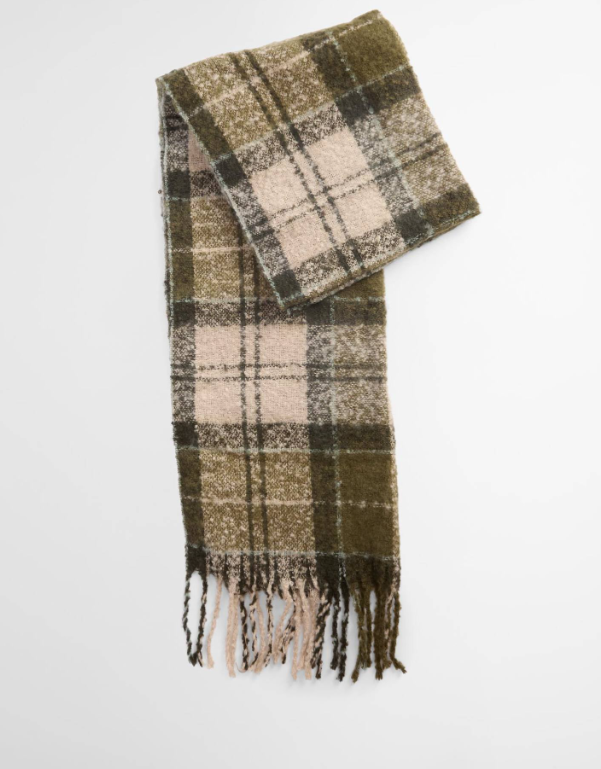 Barbour Saltburn Beanie & Tartan Scarf Set Ancient Loden / Dark Green