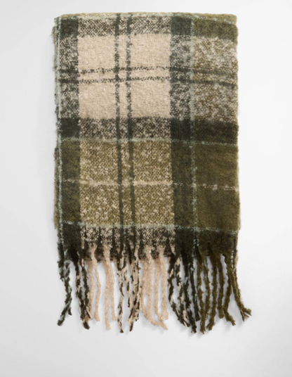 Barbour Saltburn Beanie & Tartan Scarf Set Ancient Loden / Dark Green