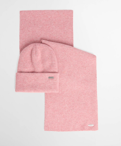 Barbour Winona Beanie & Scarf Gift Set Pink