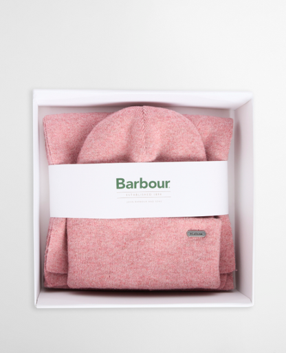 Barbour Winona Beanie & Scarf Gift Set Pink
