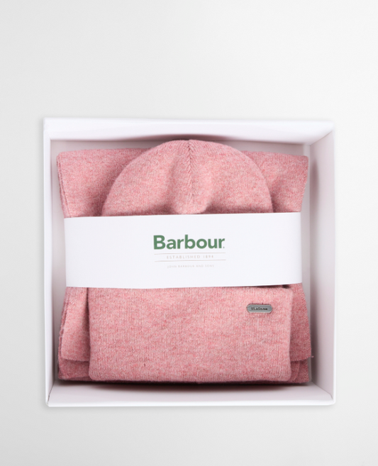 Barbour Winona Beanie & Scarf Gift Set Pink