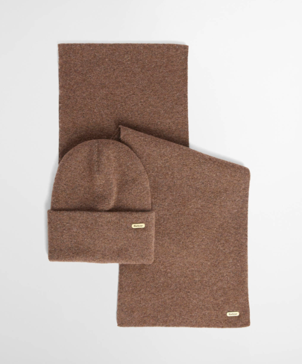 Barbour Winona Beanie & Scarf Gift Set Mocha