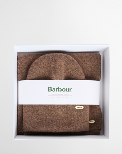 Barbour Winona Beanie & Scarf Gift Set Mocha