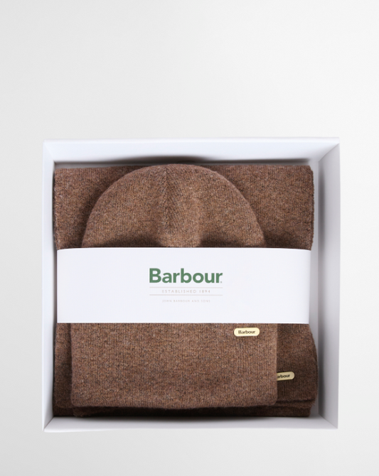 Barbour Winona Beanie & Scarf Gift Set Mocha