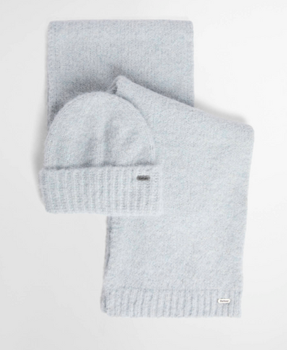 Barbour Emmie Beanie & Scarf Gift Set Soft Blue