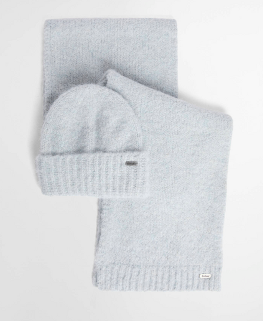 Barbour Emmie Beanie & Scarf Gift Set Soft Blue