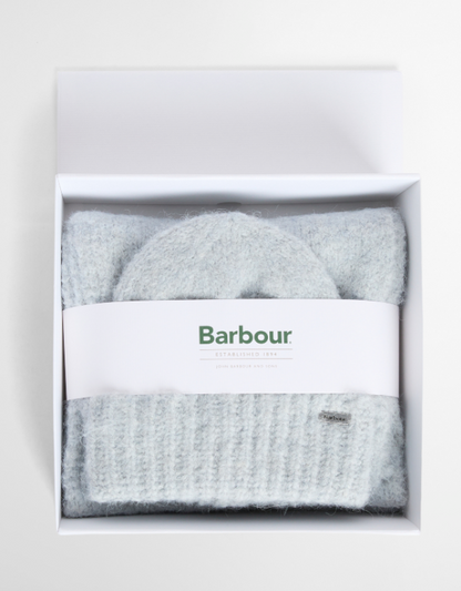 Barbour Emmie Beanie & Scarf Gift Set Soft Blue