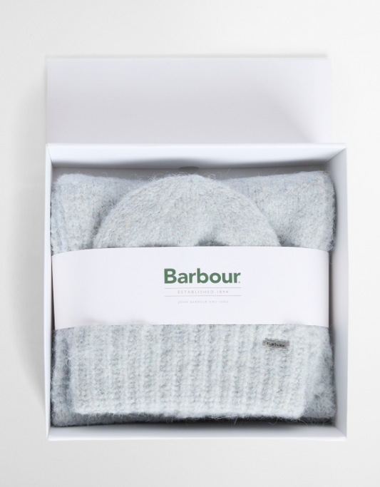 Barbour Emmie Beanie & Scarf Gift Set Soft Blue