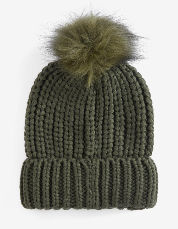 Barbour Saltburn Beanie Bobble Hat Olive
