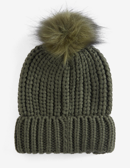 Barbour Saltburn Beanie Bobble Hat Olive
