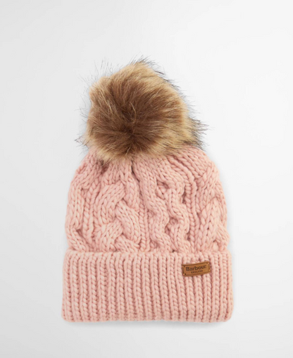 Barbour Penshaw Cable Beanie Pink Blush