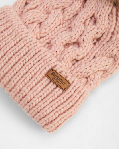 Barbour Penshaw Cable Beanie Pink Blush