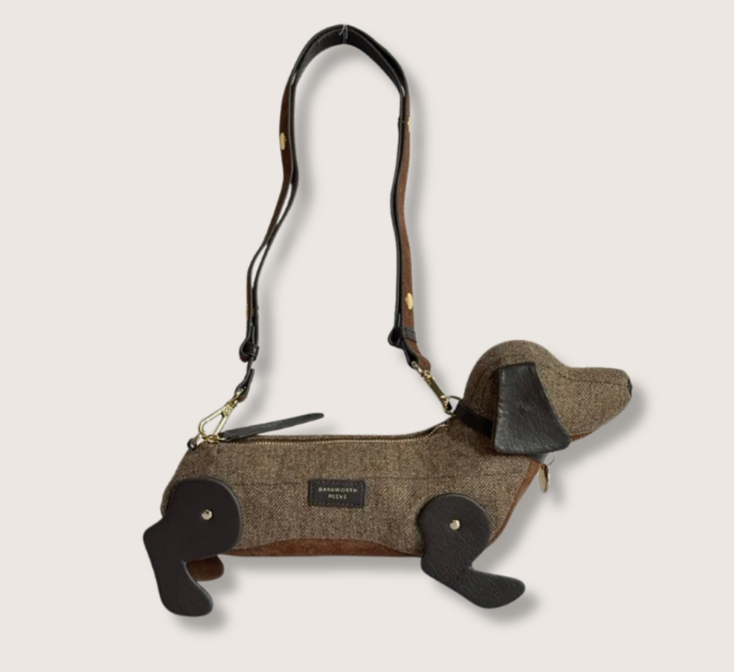 Barkworth Reeve Hugo Sausage Dog Bag Herringbone Tweed
