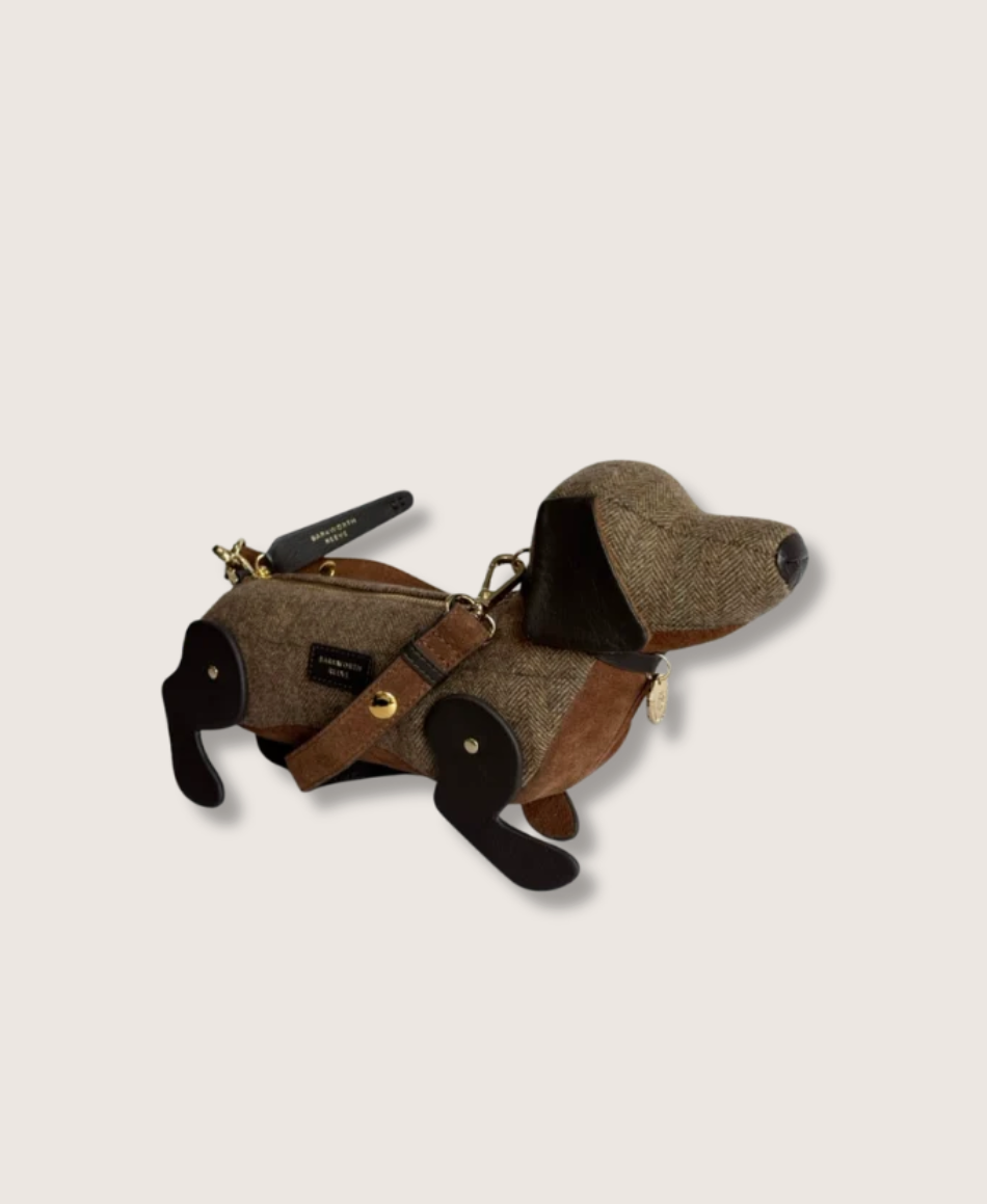 Barkworth Reeve Hugo Sausage Dog Bag Herringbone Tweed