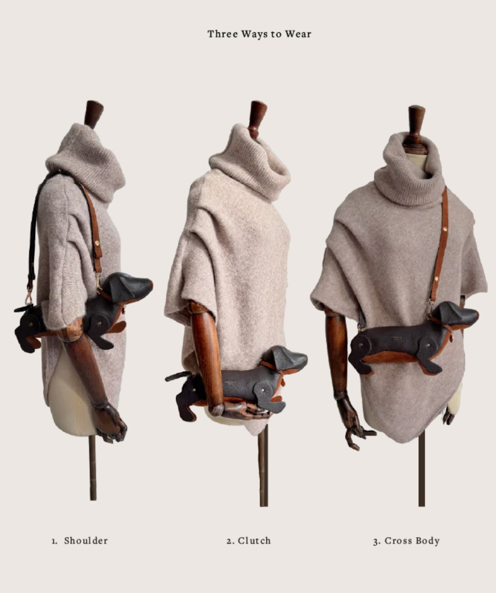 Barkworth Reeve Hugo Sausage Dog Bag Herringbone Tweed
