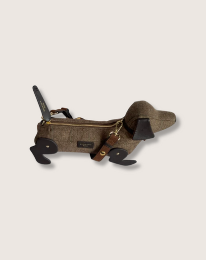 Barkworth Reeve Hugo Sausage Dog Bag Herringbone Tweed