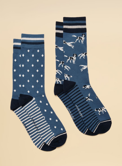 Joules Kingsbury Blue Dog 2 Pack Socks